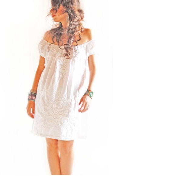 Embroidered Mexican Dress Off The Shoulder